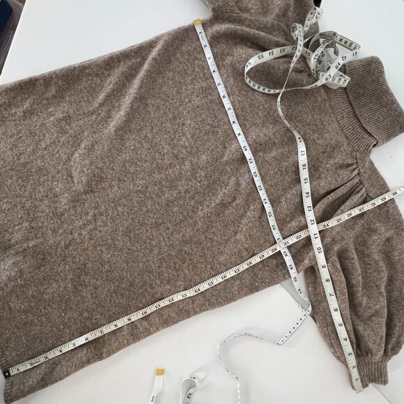 Zara Camel & Wool Blended Brown Turtleneck 3/4 Balloon Sleeve Sweater Dress Sz S - Picture 13 of 13